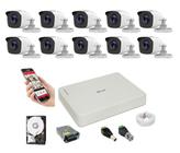 Kit Monitoramento 10 Câmeras HD + DVR + Fonte, Cabos e Acessórios