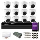 Kit Monitoramento Intelbras com 12 Câmeras de Segurança Dome 720p