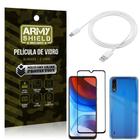 Kit Moto E7 Power Cabo USB Tipo C 2m + Capa Anti Impacto + Película Vidro 3D - Armyshield