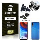 Kit Moto E7 Power Suporte Veicular Magnético + Capa Anti Impacto + Película Vidro 3D - Armyshield