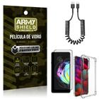 Kit Moto Edge 20 Cabo Espiral Tipo C + Capa Anti Impacto + Película Vidro 3D - Armyshield