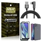 Kit Moto G50 5G Cabo em L Tipo C HS180 + Capinha + Película 3D - Armyshield