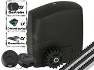 KIT MOTOR PORTÃO DE CORRER RCG PL 300Kg 1/5CV 127V ou 220V + 2 CONTR. + 3M DE CREMALHEIRAS