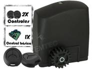 KIT MOTOR PORTÃO DE CORRER RCG PL 300Kg 1/5CV 127V ou 220V + 2 CONTR. SEM CREMALHEIRAS