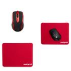 Kit Mouse com Fio USB 2.0 800 DPI + Base Antideslizante Vermelho - Maxprint