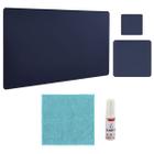 Kit Mouse Pad 43x30cm Protetor Mesa + 20x20cm Com Porta Copos e Kit Limpeza - M3M