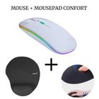 Kit Mouse Sem Fio Bluetooth Recarregável Led + Mousepad Ergonômico Para Pc Notebook - B-Max