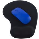 Kit Mouse Sem Fio e Mouse Pad Ergonômico TopGet Preto e Azul