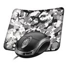 Kit Mouse Usb Óptico Com Fio + Mouse Pad Pequeno 18x22cm