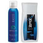 Kit Mousse Depilatorio Depeeling Racco e Sabonete Intimo Masculino For Men