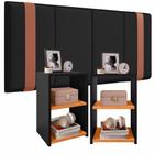 Kit Mozão Cabeceira Modulada 1,40 + 2 mesa de cabeceira Bella em Estilo Retrô PRETO COM CINAMOMO