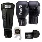 Kit Muay Thai Boxe Luva, Bandagem, Bucal E Caneleira Anatômica Fheras