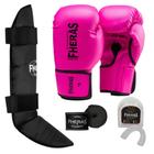 Kit Muay Thai Boxe Luva, Bandagem, Bucal E Caneleira Fheras