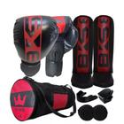 Kit Muay Thai Boxe Luva Caneleira Bolsa Bandagem Bucal Feminino