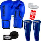 Kit Muay Thai Kickboxing Luva Bandagem Caneleira Anatômica