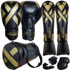 Kit Muay Thai Luva - Caneleira - Bolsa - Bandagem - Bocal Olimpo Esportes