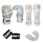 Kit Muaythai Kickboxing Luva Bandagem Bucal Caneleira Egito - Round Fight