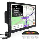 Kit Multimídia 1 Din 9 Polegadas + Câmera Ré + Sensor Ré Branco Citroen C3 2010 2011 2012 2013 2014 2015 2016 2017 USB Bluetooth