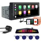 Kit Multimídia 1 Din + Câmera Ré + Sensor Ré Azul Spin 2012 2013 2014 USB Bluetooth