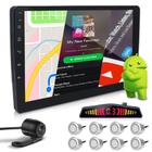 Kit Multimídia 9 Polegadas Android + Câmera Ré + Sensor 8 Pontos Prata Fiat Novo Uno USB Bluetooth