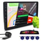 Kit Multimídia 9 Polegadas Android + Câmera Ré + Sensor Ré Azul Fiat Stilo 2007 2008 2009 2010 2011 Android Auto Carplay