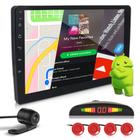 Kit Multimídia 9 Polegadas Android + Câmera Ré + Sensor Ré Vermelho Citroen C3 2003 2004 2005 2006 2007 2008 2009 Android Auto Carplay