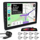 Kit Multimídia 9 Polegadas + Câmera Ré + Sensor 8 Pontos Prata Hyundai Santa Fé 2010 2011 2012 2013 Android Auto Carplay