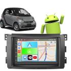 Kit Multimidia Android 7 Pol Smart Fortwo 2009 e 2010 Carplay + Moldura Painel