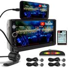 Kit Multimídia + Câmera Ré + Sensor Ré Cinza Grafite Fiat Strada 1999 2000 2001 2002 2003 Bluetooth USB 7 Polegadas Touch Espelhamento