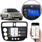 Kit multimidia mp5 9" civic 01/06 preto honda carplay androi