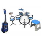 Kit Musical Infantil Bateria Jazz Drum + Mini Violão de madeira