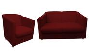 Kit Namoradeira + 1 Poltrona Decorativa Biane Suede Marsala Pés Cromado Mz Decor - Mazzero Decor