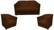 Kit Namoradeira + 2 Poltronas Decorativa Biane Suede Marrom Pés Cromado Mz Decor