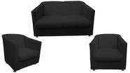 Kit Namoradeira + 2 Poltronas Decorativa Biane Suede Preto Pés Cromado Ms Decor - Mansão Decor