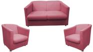 Kit Namoradeira + 2 Poltronas Decorativa Biane Suede Rosa Pés Cromado Mz Decor - Mazzero Decor