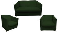 Kit Namoradeira + 2 Poltronas Decorativa Biane Suede Verde Pés Cromado Ms Decor - Mansão Decor