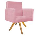 Kit Namoradeira e 02 Poltronas Beatriz Base Giratória de Madeira Sala de Estar Decor Recepção Suede Rosa Bebê - KDACanto Móveis