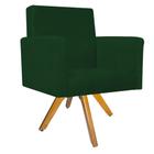 Kit Namoradeira e 02 Poltronas Beatriz Base Giratória de Madeira Sala de Estar Decor Recepção Suede Verde - KDACanto Móveis