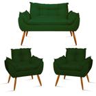 KIT Namoradeira Opala + 2 Poltronas para Sala Balaqui Decor