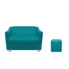 kit Namoradeira Tila e Puff Dado Suede Azul Turquesa