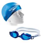 Kit Natação Infantil Speedo Óculos E Touca Jr. Swim Azul - 8459