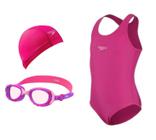 Kit Natação Speedo Maiô Vital + Óculos Candy + Touca Xtrafit Tecido - Infantil 4 a 6 anos