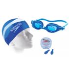 Kit Natação Speedo Swim Óculos Uv + Protetor Ouvido + Touca