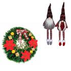 Kit Natal Guirlanda Feliz Natal + Boneco Gnomo Barba E Gorro