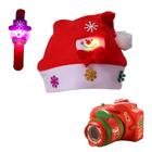 Kit Natal Infantil Gorro E Pulseira Led E Câmera De Projeção