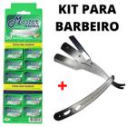 Kit Navalhete Aço Inoxidável Com 50 Lâminas Uso Profissional