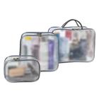 Kit Necessaire Organizador De Mala 03 Peças Transparente e Fosca Impermeável