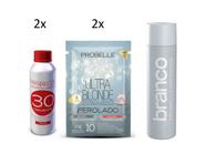 KIT NEVOU Probelle ( 2 sachês pó descolorante 50g + 2 mini ox 30 75ml + 1 matizador branco neve)