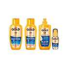 Kit Niely Gold Liso Pleno Shampoo+Cond +Pentear +Silicone