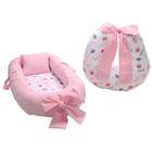 Kit Ninho Para Bebê Redutor de Berço + Almofada de Amamentação Pompom Princess